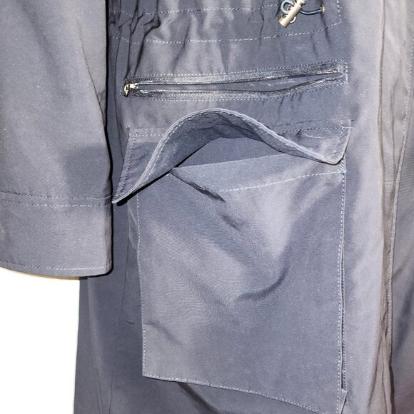 Banana Republic Women's Navy Long Hooded Drawcord Spring/Rain Coat - XL - Picture 11 of 12